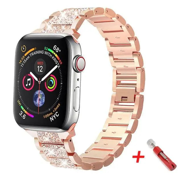 Apple Watch Diamond Pristine Stainless Steel Band With Case - Avontic