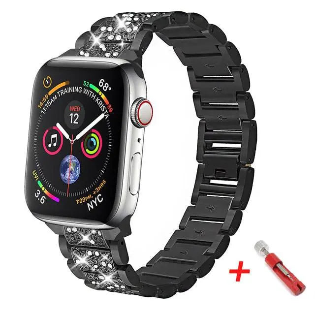 Apple Watch Diamond Pristine Stainless Steel Band With Case - Avontic