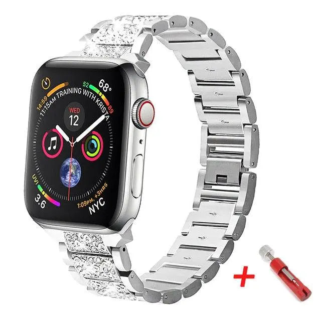 Apple Watch Diamond Pristine Stainless Steel Band With Case - Avontic
