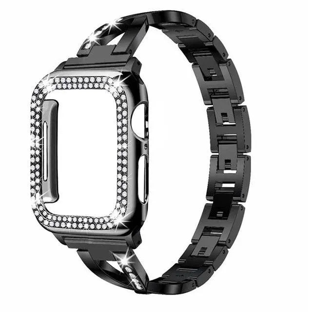 Apple Watch Diamond Luxe Stainless Steel Band With Case - Avontic