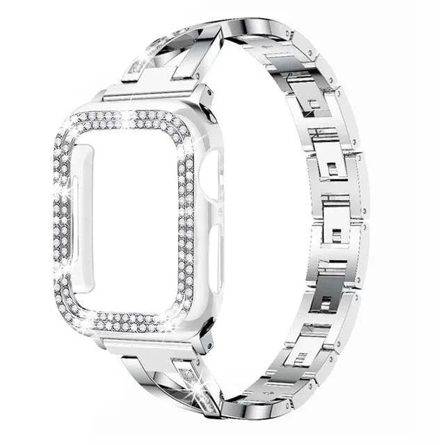 Apple Watch Diamond Luxe Stainless Steel Band With Case - Pinnacle Luxuries
