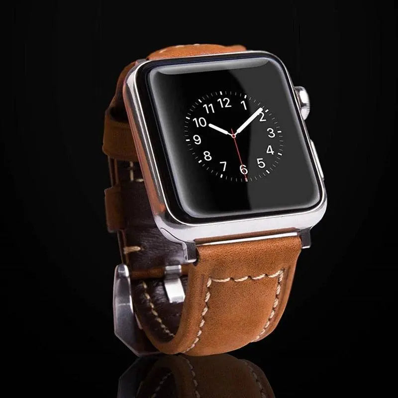 Custom Hand Stitched Genuine Leather Apple Watch Band - Pinnacle Luxuries