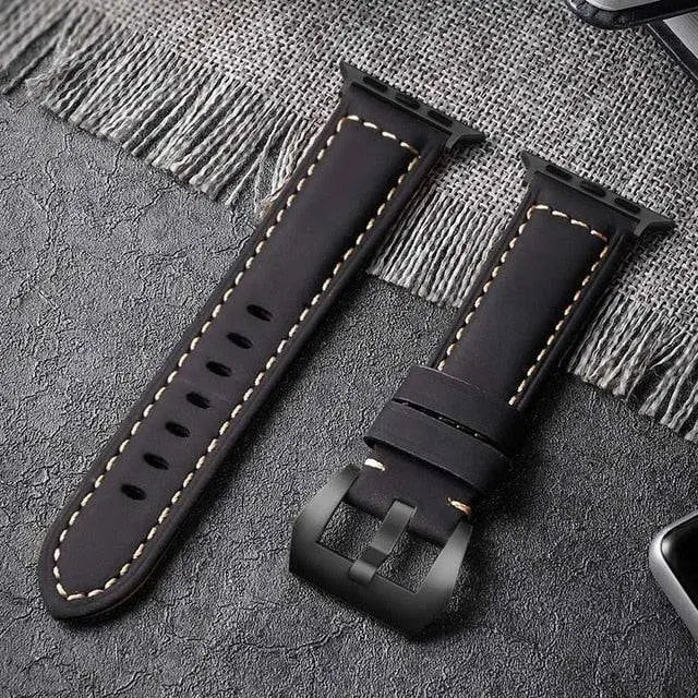 Custom Hand Stitched Genuine Leather Apple Watch Band - Avontic