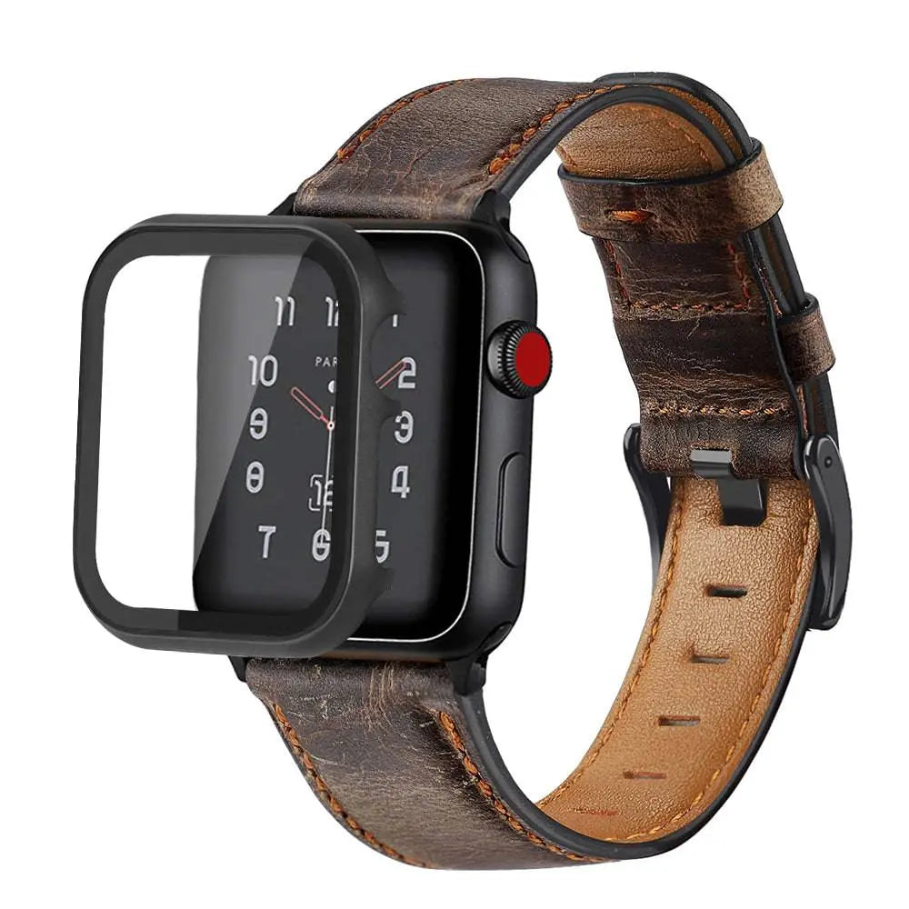 American Spartan Genuine Leather Apple Watch Band And Steel Case - Avontic