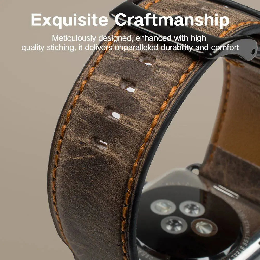 American Spartan Genuine Leather Apple Watch Band And Steel Case - Pinnacle Luxuries