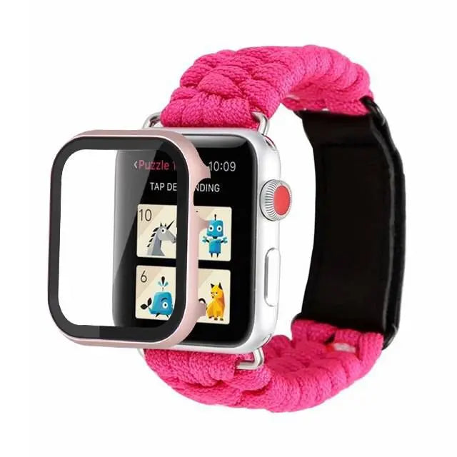 Premium Paracord Apple Watch Band And Spartan Stainless Steel Case Protector - Pinnacle Luxuries