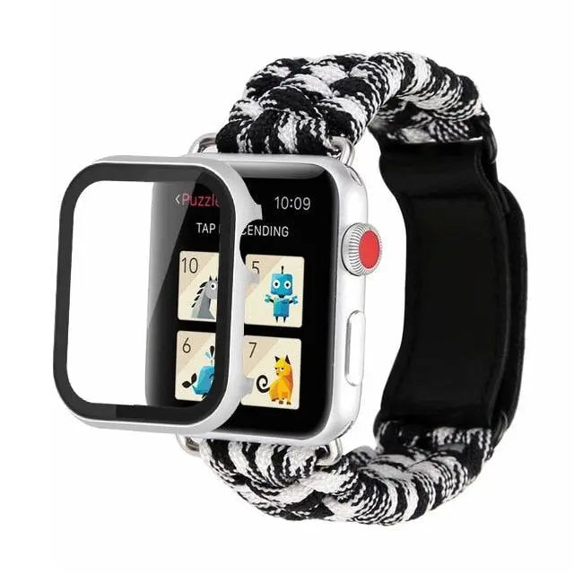 Premium Paracord Apple Watch Band And Spartan Stainless Steel Case Protector - Pinnacle Luxuries