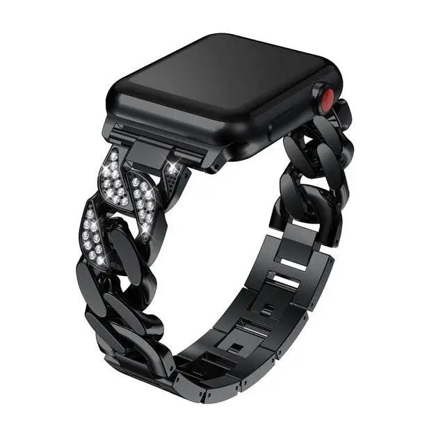 Custom Steel Diamond Link Band For Apple Watch Series 1/2/3/4/5/6 - Avontic