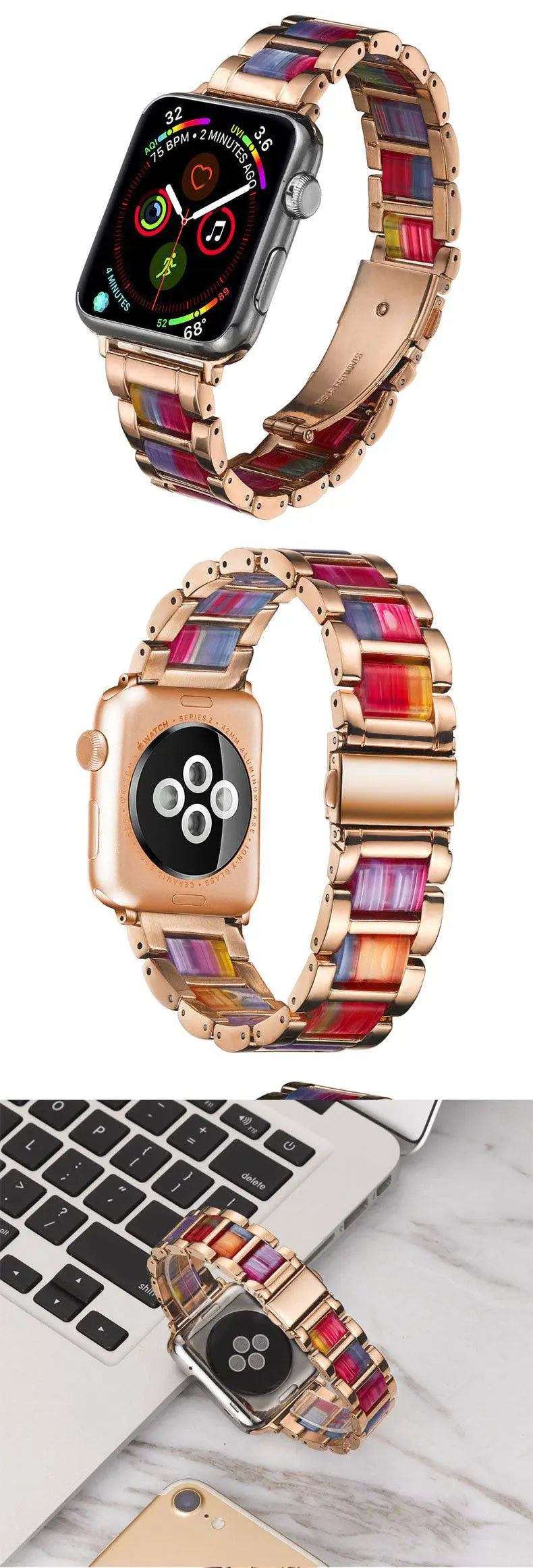 Custom Luxury Stainless Steel Resin Apple Watch Band - Pinnacle Luxuries
