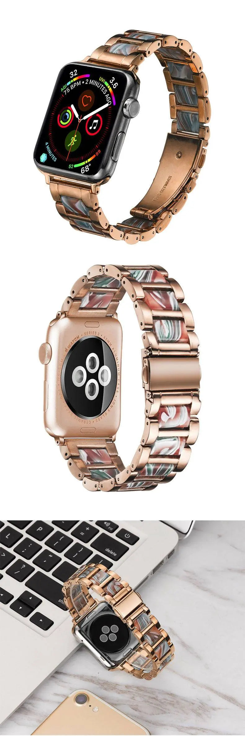 Custom Luxury Stainless Steel Resin Apple Watch Band - Pinnacle Luxuries
