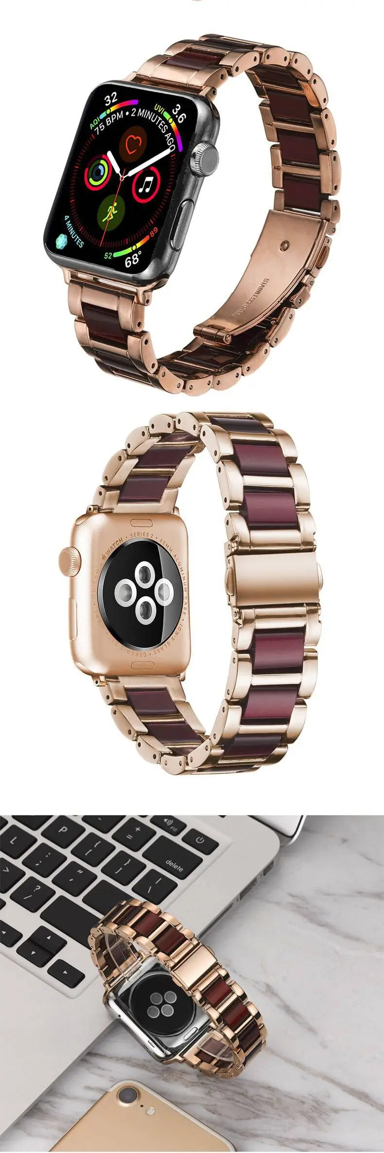 Custom Luxury Stainless Steel Resin Apple Watch Band - Pinnacle Luxuries
