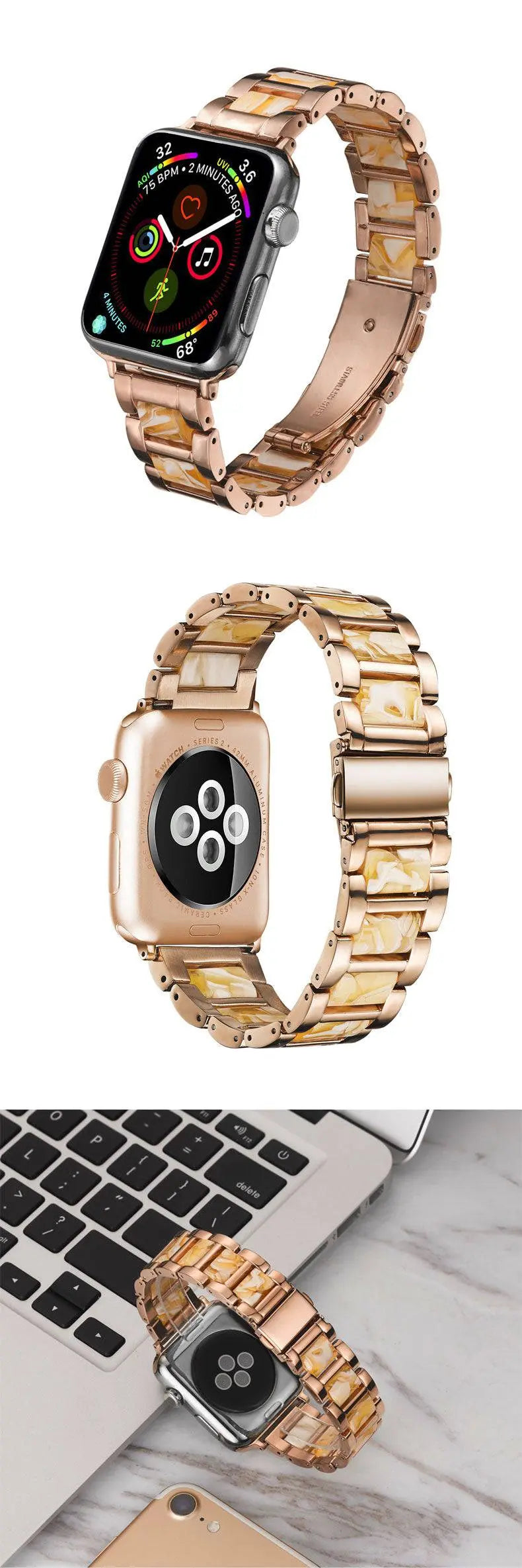 Custom Luxury Stainless Steel Resin Apple Watch Band - Pinnacle Luxuries