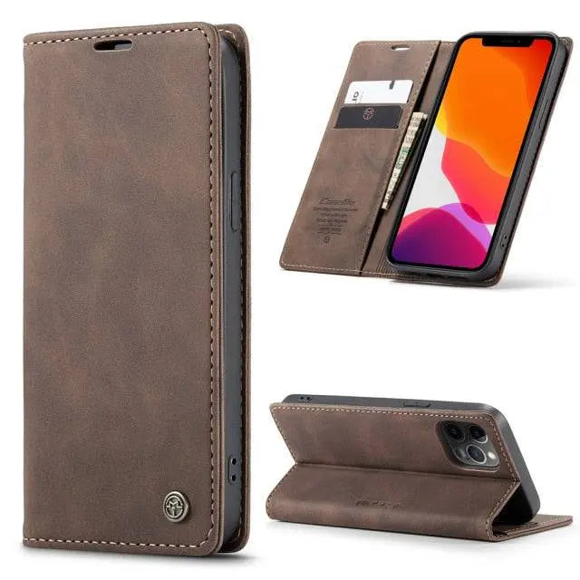 Leather Wallet Card Holder Case For Apple iPhone 12/12 Mini/12 Pro/12 Pro Max - Avontic