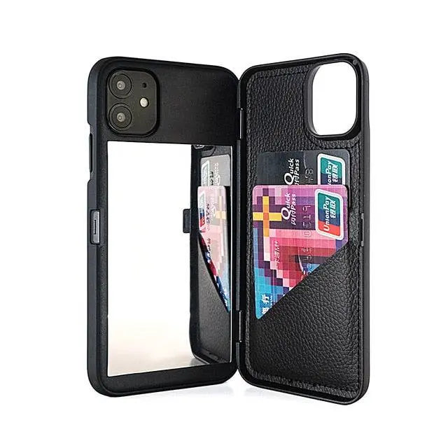 Apple iPhone 7/8/9/X/11/12 /12 Mini/ Pro/Pro Premium Custom Wallet Mirror Case - Pinnacle Luxuries