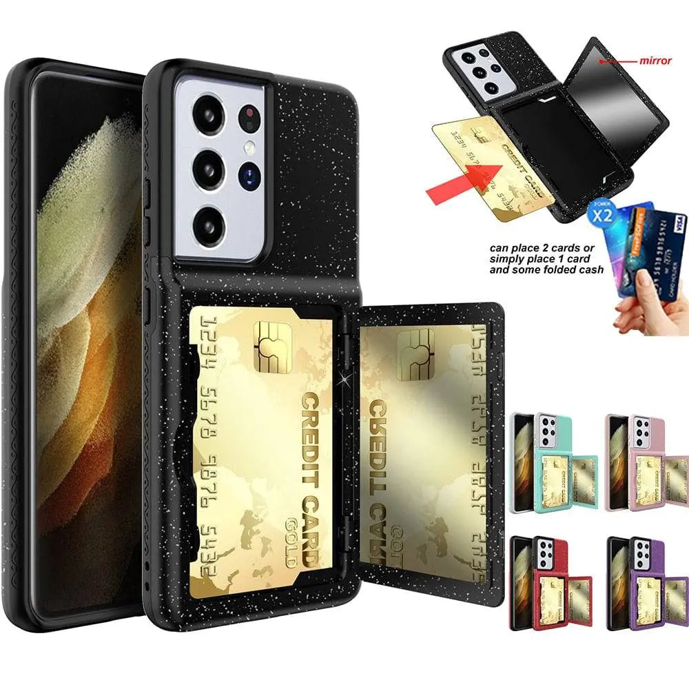 Pristine Bling Credit Card Mirror Case For Samsung Galaxy S21 / S21 Plus / S21 Ultra - Pinnacle Luxuries