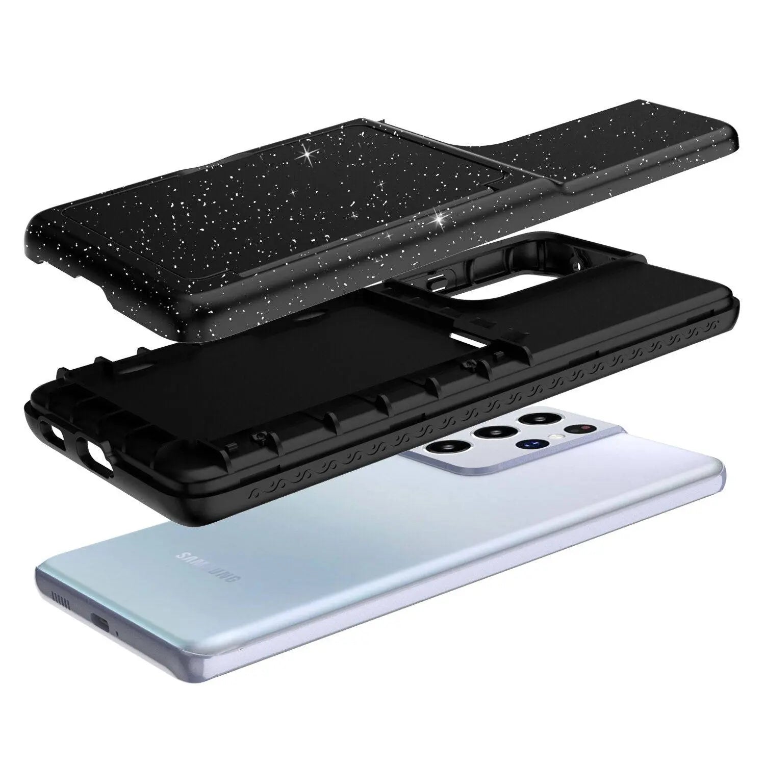 Pristine Bling Credit Card Mirror Case For Samsung Galaxy S21 / S21 Plus / S21 Ultra - Pinnacle Luxuries