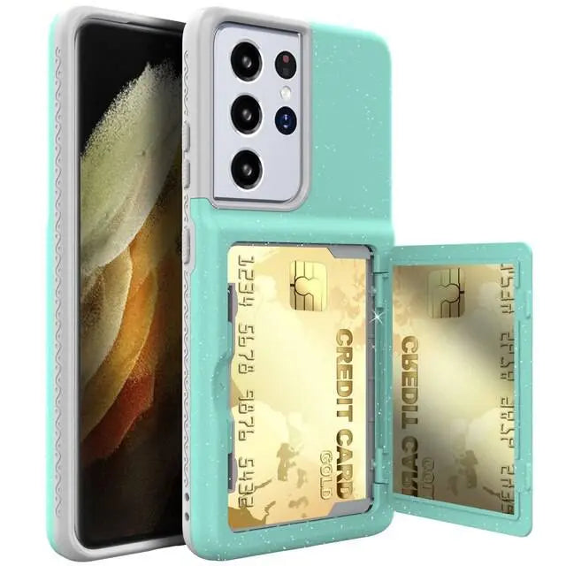 Pristine Bling Credit Card Mirror Case For Samsung Galaxy S21 / S21 Plus / S21 Ultra - Pinnacle Luxuries