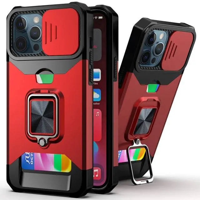 Kickstand Card Holder Camera Protection Case For iPhone 13 / 13 Pro / 13 Pro Max / 13 Mini - Pinnacle Luxuries