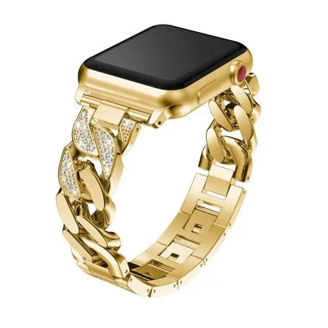 Custom Steel Link Diamond Band For Apple Watch Series 7 - Avontic