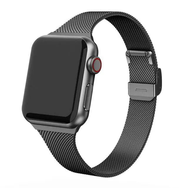 Premium Thin Stainless Steel Mesh Band For Apple Watch Series 7 41mm 45mm - Avontic