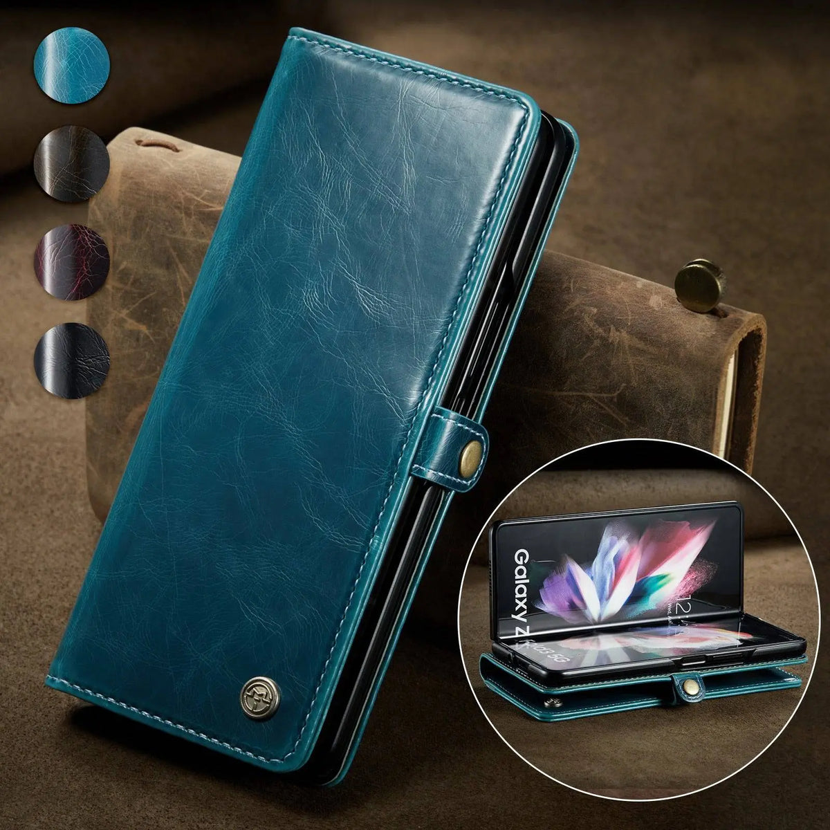 Premium Custom Genuine Leather Case For Samsung Galaxy Z Fold 3 5G - Avontic