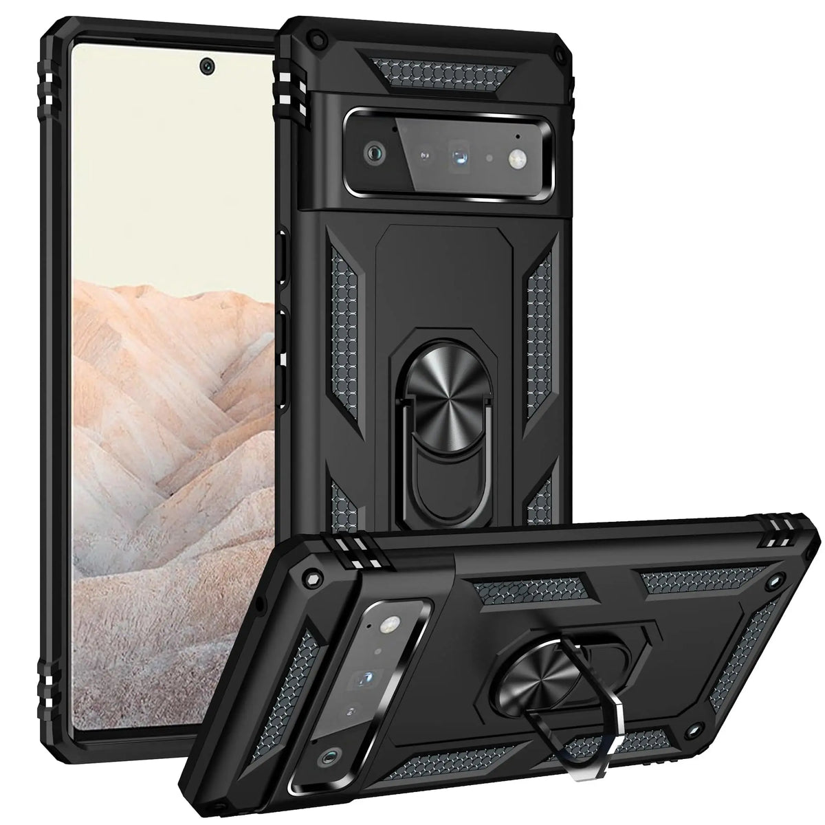 Military Grade Cobra Armor Ring Holder Stand Case For Google Pixel 6 Pro - Avontic