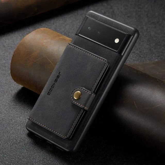 Custom Vintage Leather Wallet Case For Google Pixel 6 / 6 Pro - Avontic