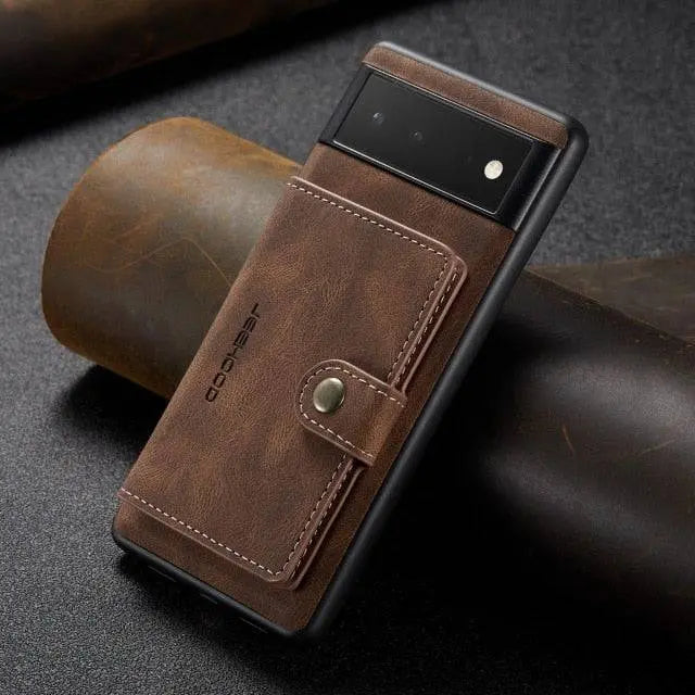Custom Vintage Leather Wallet Case For Google Pixel 6 / 6 Pro - Avontic