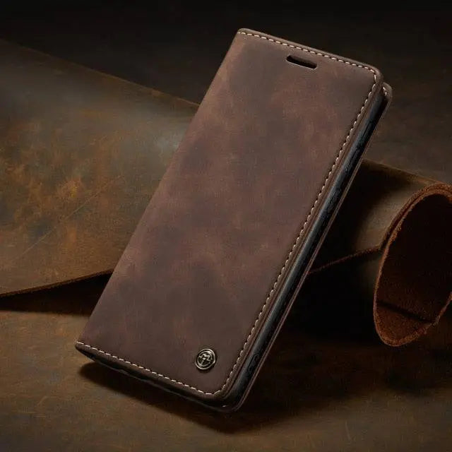 Custom Stitched Leather Wallet Case For Samsung Galaxy S22 Plus Ultra - Avontic