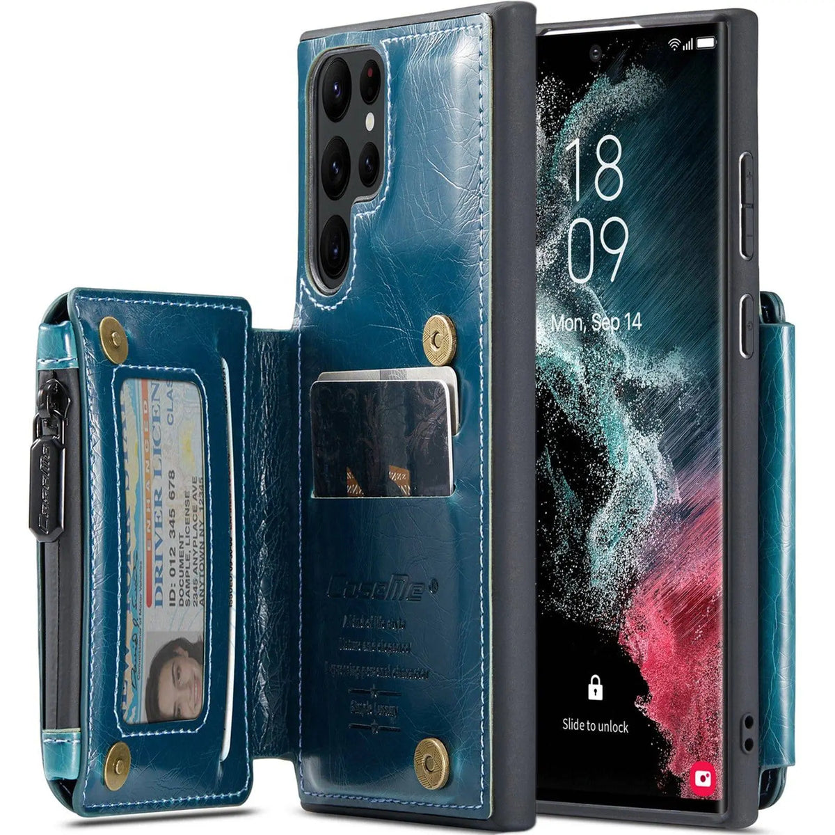 Avontic Premium Leather Wallet Card Case For Samsung Galaxy S22 Ultra - Avontic