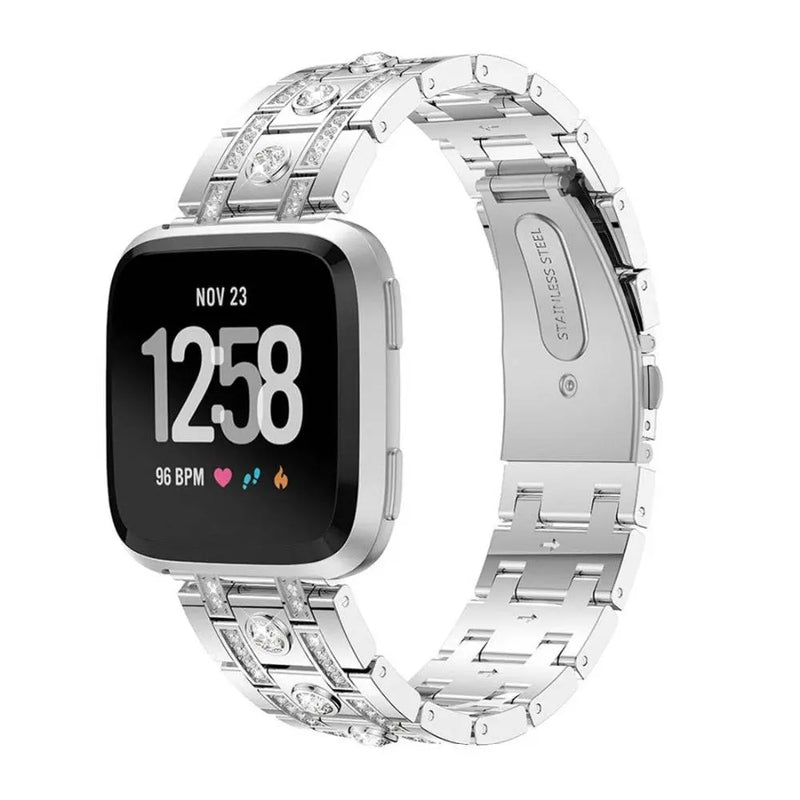 Fitbit Versa Stainless Steel Diamond Womens Watch Band - Avontic